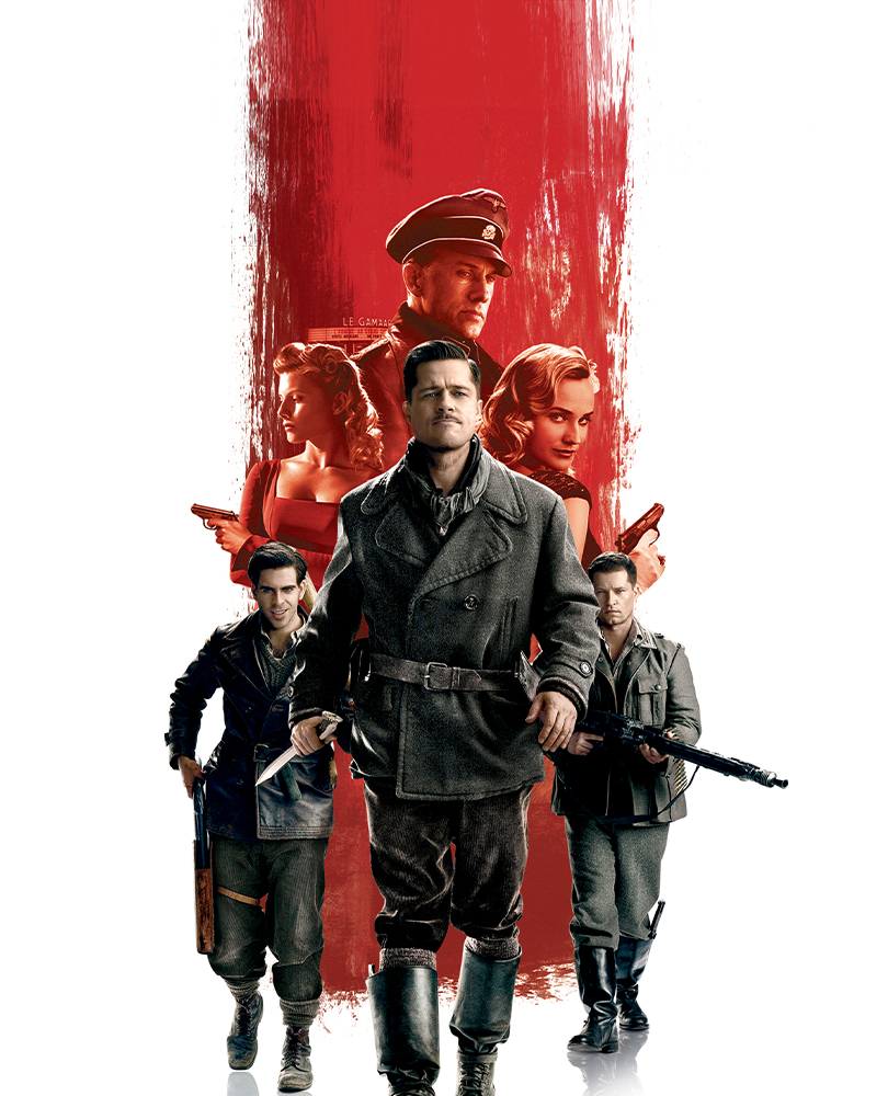 Inglourious Basterds, Brad Pitt leads a Nazi-scalping squad of American soldiers on a daring mission to take down the leaders of the Third Reich in this high-octane Quentin Tarantino WWII revenge fantasy., TV-MA, Drama, 2009, 2 hours 31 minutes