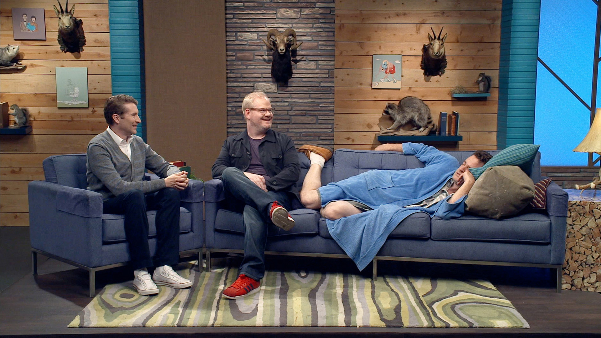 Jim Gaffigan Wears a Blue Jacket & Plum T-Shirt, Scott interviews Jim Gaffigan., TV-14, Season 2, Episode 15