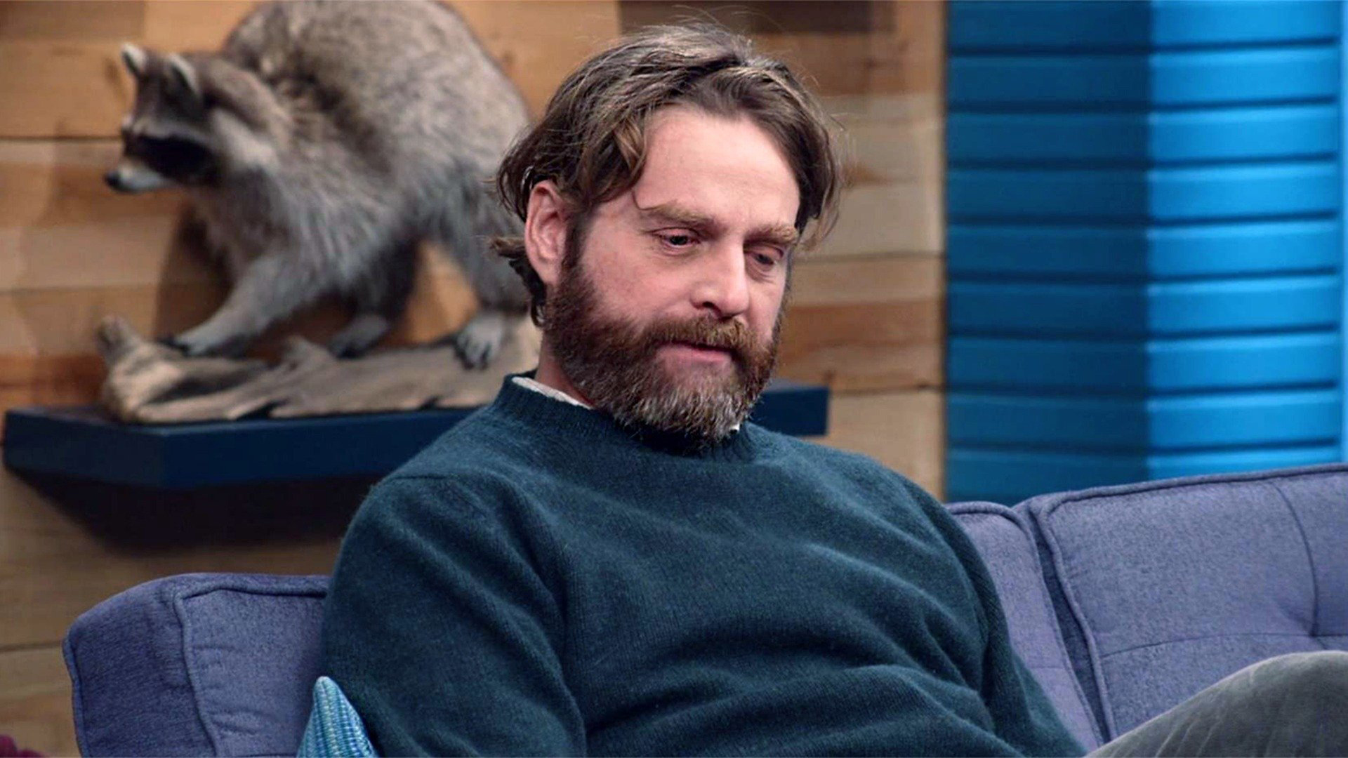 Zach Galifianakis Wears Grey Corduroys and Brown Leather Shoes, Zach Galifianakis guest stars on CB!B!, TV-14, Season 4, Episode 10