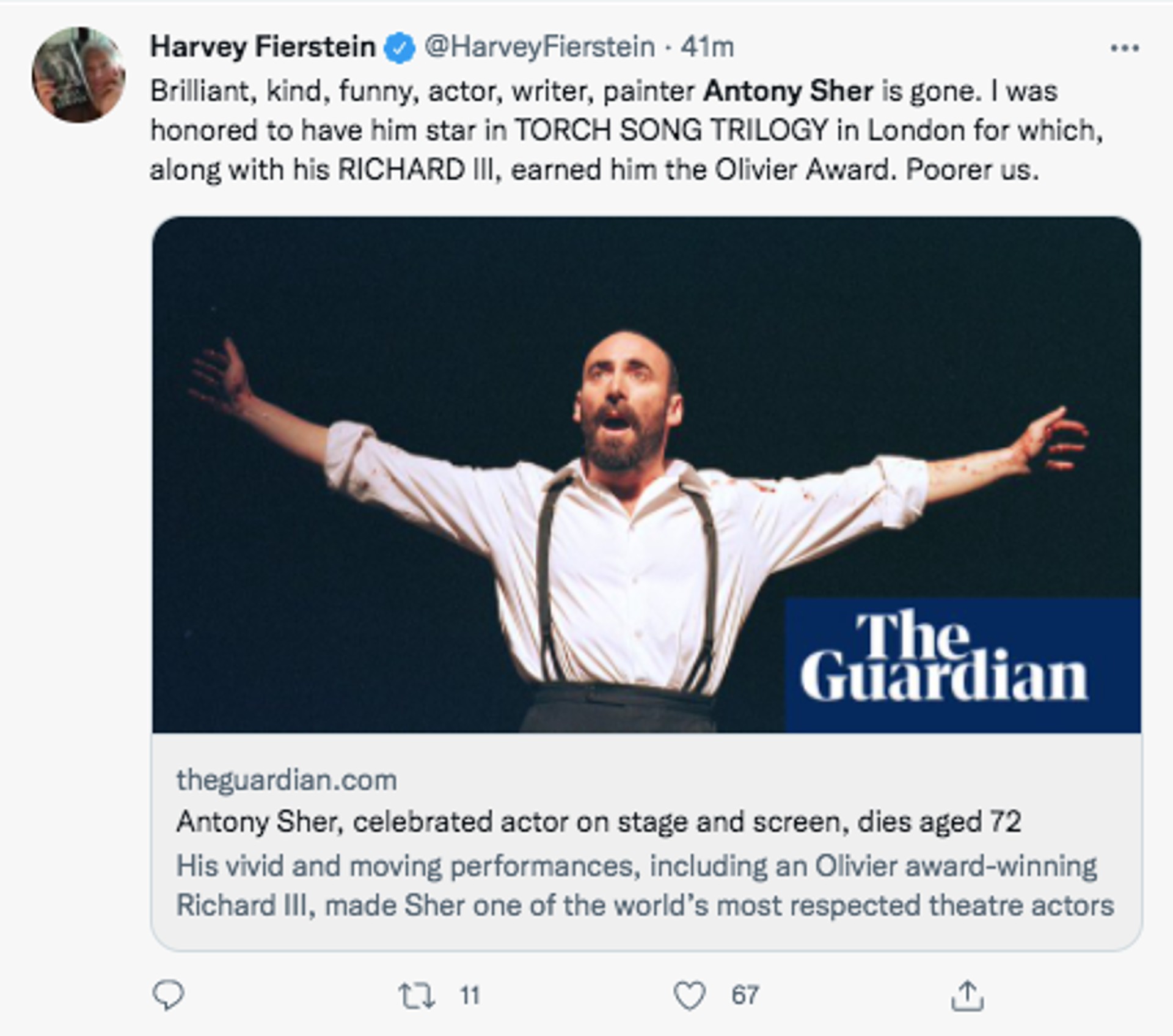 Harvey Fierstein Tweet