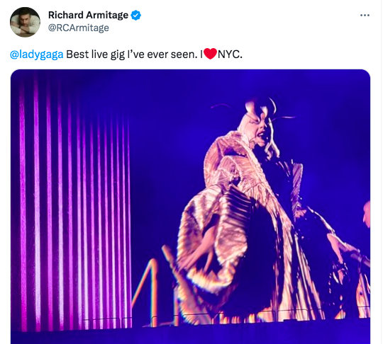 Richard Armitage tweet about Lady Gaga