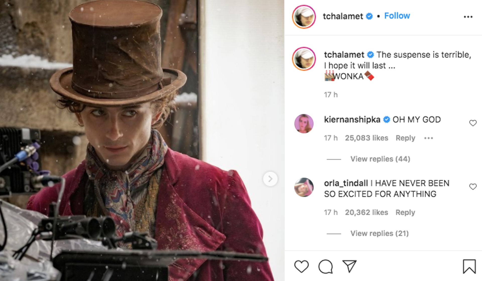 Timothee Chalamet cast as young Willy Wonka in Roald Dahl prequel